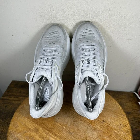 Hoka One One Bondi 9 Silver White Running Shoes 1127952-SDSTS Womens 10B - Picture 5 of 8